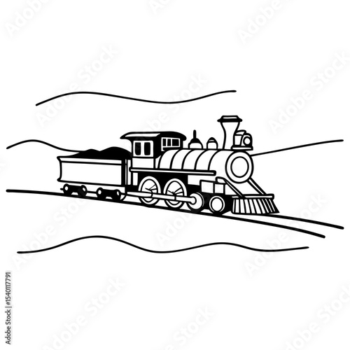 Vector Steam Train Engine Illustration Transport Design