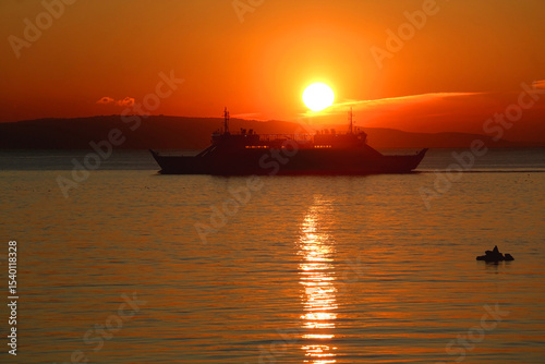 Beautiful sunset on the Bacvice beach in Split, Croatia.