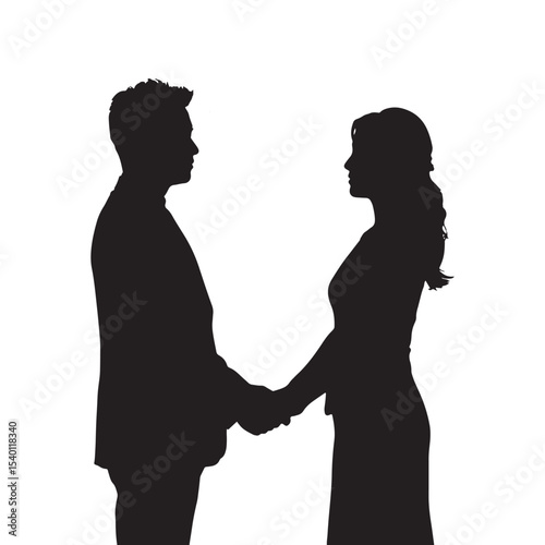 Close-up of Romantic Couple Silhouette Vector Illustration for Love and Togetherness Design