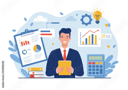 Vector illustration of a male accountant