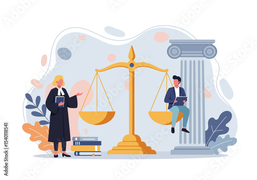 Vector illustration of a judge and lawyer