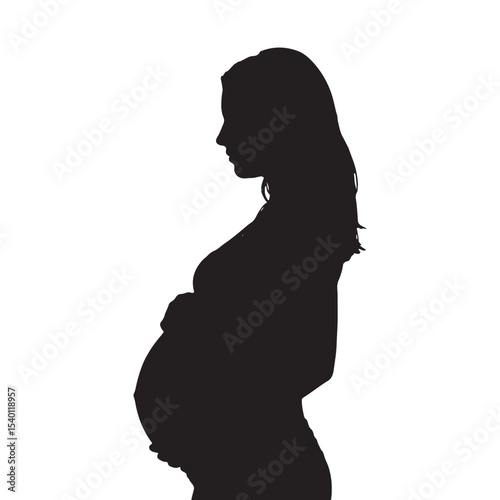 Pregnant Woman Silhouette Vector Illustration for Motherhood and Maternity Design