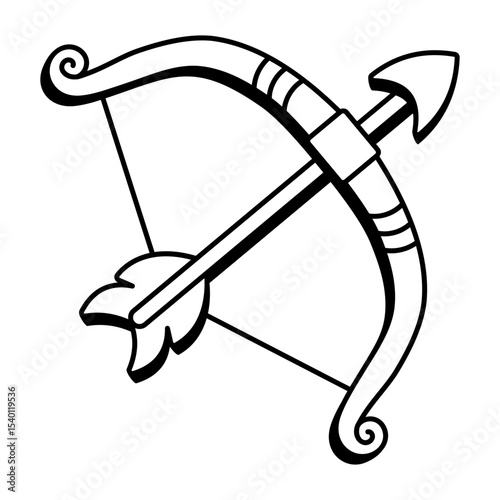 A hand drawn style icon of archery bow
