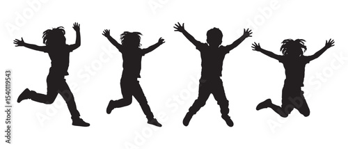 Children Jumping Silhouette Vector Illustration for Fun and Joyful Design