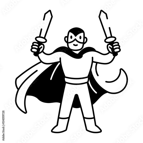 A sketchy style icon of swordsman
