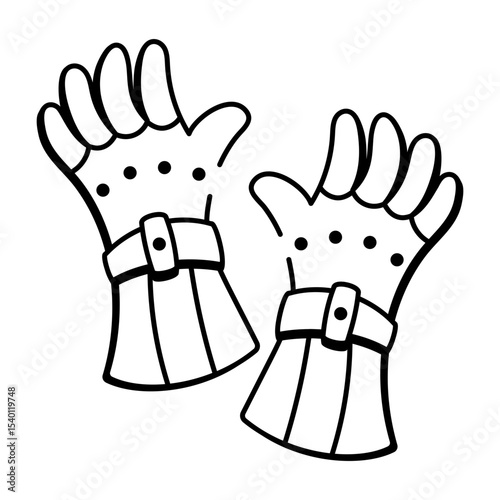 A hand drawn style icon representing gauntlets
