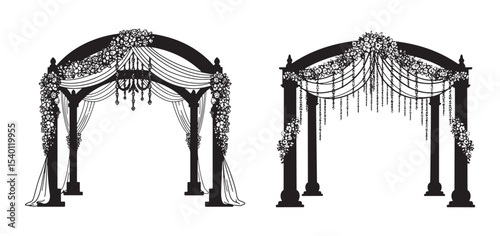 Wedding Mandap Silhouette Vector Illustration for Traditional Indian Ceremony