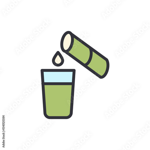 Refreshing Sugarcane Juice Illustration In A Glass With A Sugarcane