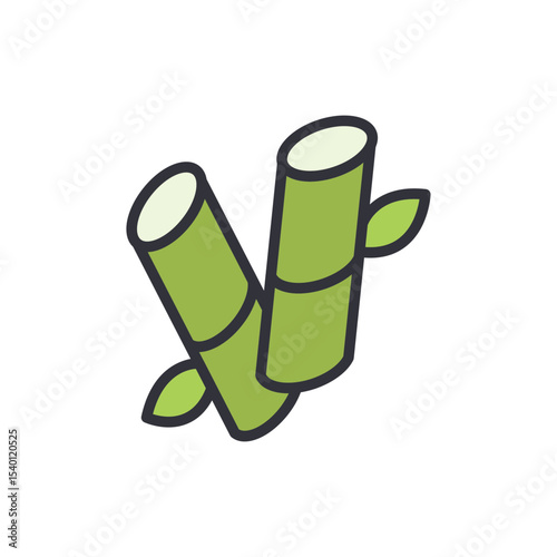 Stylized Bamboo Shoots Illustration With a Fresh Green Hue