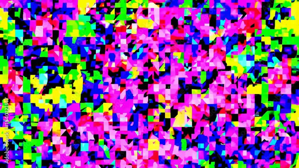 Pixelated color field: An abstract composition of a pixelated field showcases a vibrant blend of irregular squares, forming a kaleidoscope of colors to stimulate eye and mind.