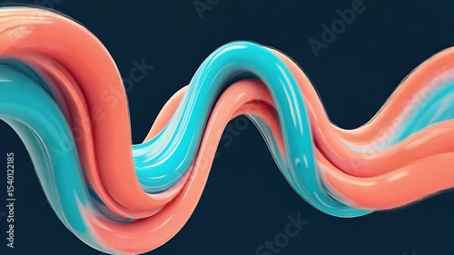 Abstract wavy lines in vibrant pink and blue against a dark background.