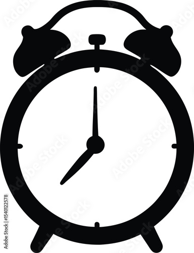 Alarm clock silhouette vector, Clock icon, Alarm clock clipart