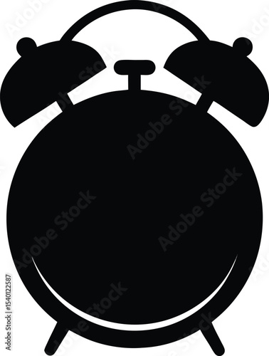 Alarm clock silhouette vector, Clock icon, Alarm clock clipart