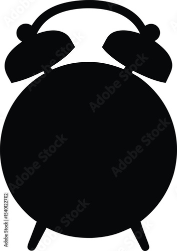 Alarm clock silhouette vector, Clock icon, Alarm clock clipart