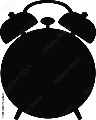Alarm clock silhouette vector, Clock icon, Alarm clock clipart