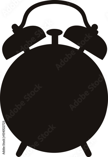 Alarm clock silhouette vector, Clock icon, Alarm clock clipart