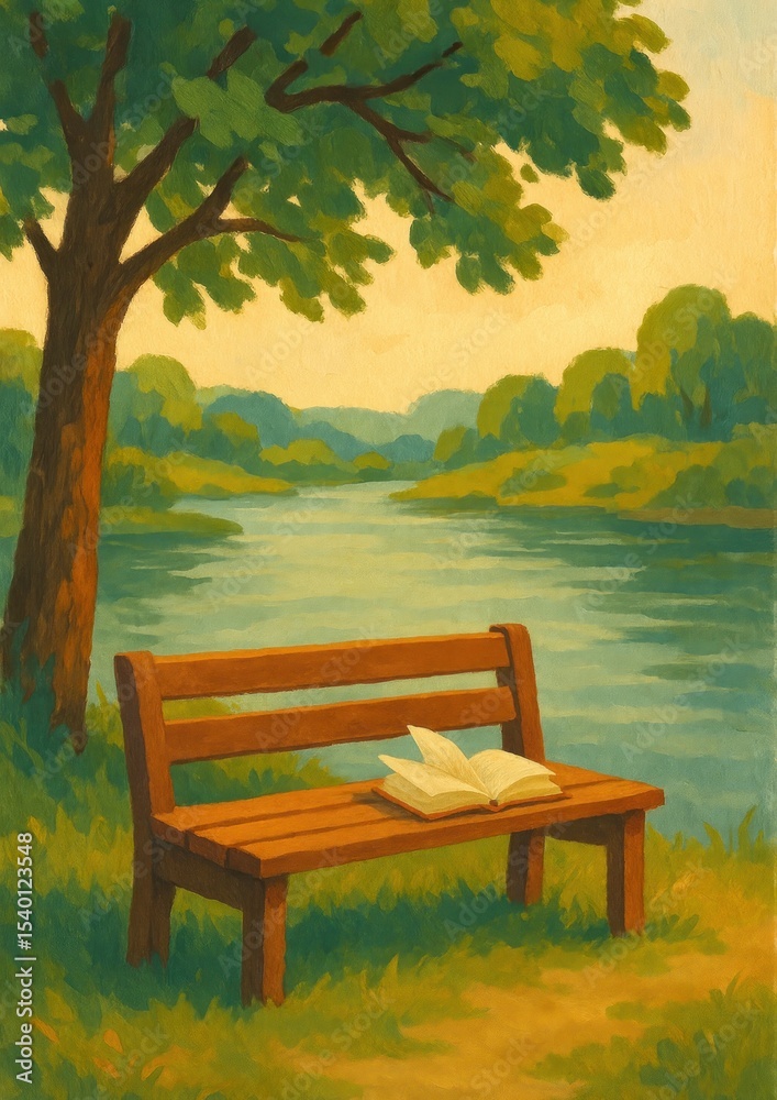 Fototapeta premium Serene nature reading spot