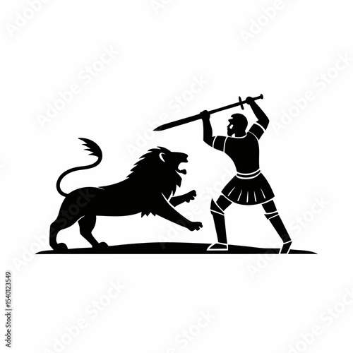Lion and rider silhouette 
