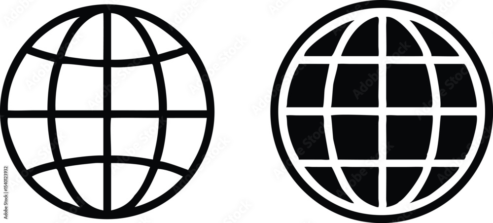 Globe Icon vector illustration, Go to web symbol icon, www symbol, Web icon, website, homepage icon set, earth clip art, globe symbol isolated white background