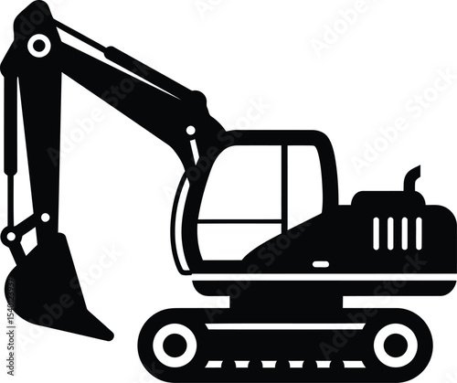 Minimal Excavator Illustration for Construction Site Graphic Design