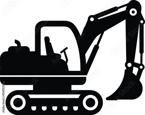 Excavator Silhouette Icon for Building and Industrial Themes