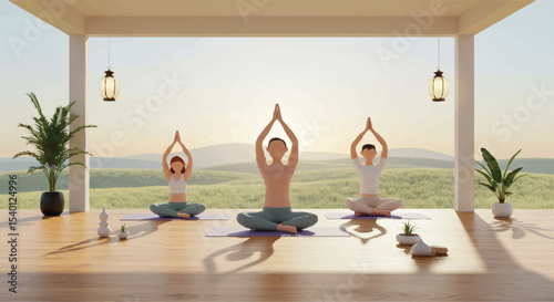 Yoga & Mindfulness Serene 3D Illustration for Wellness