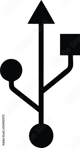 USB SIGN Vector Illustration, USB icon isolated on white background. USB symbol. Flash disk sign vector symbol. flash drive icon isolated. USB port sign on white background. Plug symbol, connect icon.