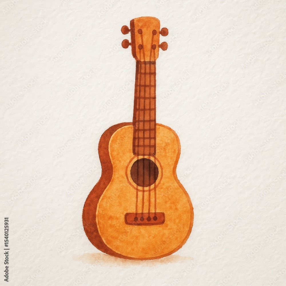 Fototapeta premium Watercolor ukulele art illustration.
