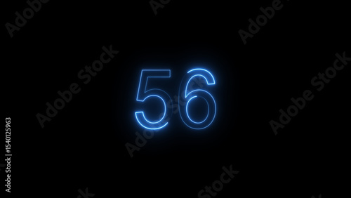A glowing neon 56 number illustration . on a black background. and creating a illustration stunning 4k illustration .