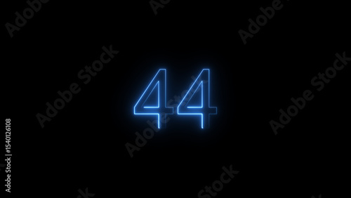 A glowing neon 44 number illustration . on a black background. and creating a illustration stunning 4k illustration .