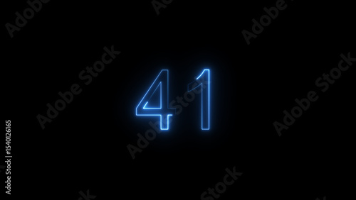 A glowing neon 41 number illustration . on a black background. and creating a illustration stunning 4k illustration .