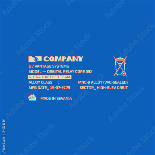 Fake decorative tech label. sci fi cyberpunk decal, HUD, etc.