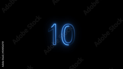 A glowing neon 10 number illustration . on a black background. and creating a illustration stunning 4k illustration .