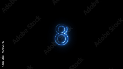 A glowing neon 8 number illustration . on a black background. and creating a illustration stunning 4k illustration .
