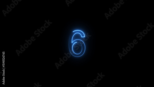 A glowing neon 6 number illustration . on a black background. and creating a illustration stunning 4k illustration .