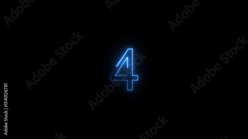 A glowing neon 4 number illustration . on a black background. and creating a illustration stunning 4k illustration .