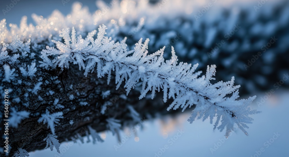 Obraz premium Close Up Of Frost Crystals On Tree Bark In Winter