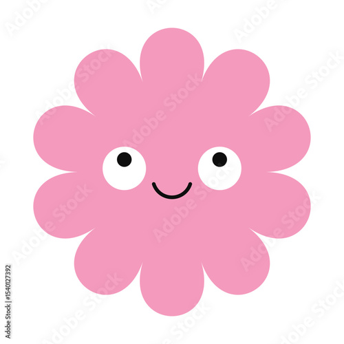 Ecstatic flower icon with colorful petals and expressive face. Abstract floral emoji with cartoon appeal