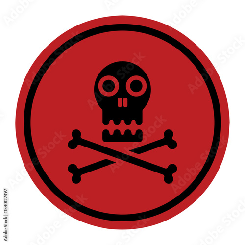 Circle warning sign skull and crossbones is used to indicate danger, poison, or hazardous material.