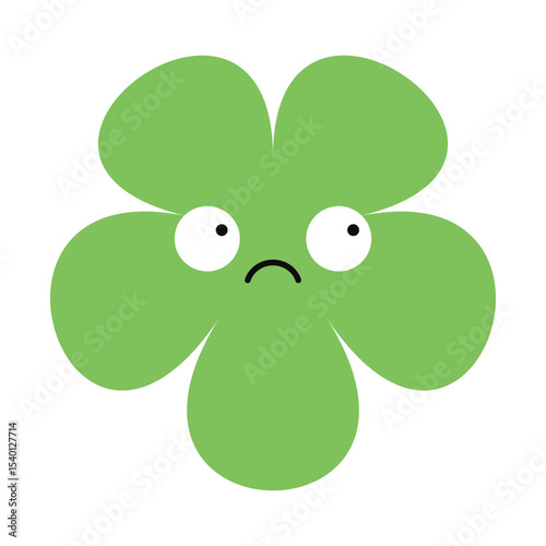 Minimalistic flower emoji with a gloomy expression. Clean and colorful design with a sorrowful personality
