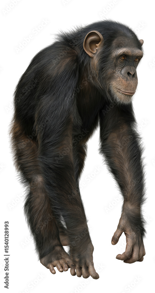 Fototapeta premium Chimpanzee Intelligent and Social Primates on isolated background, generative ai