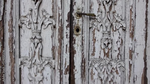 Wallpaper Mural Distressed Ornate White Door with Peeling Paint Torontodigital.ca