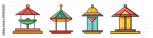 Bird Feeder Flat Illustration in Simple Minimalist Style