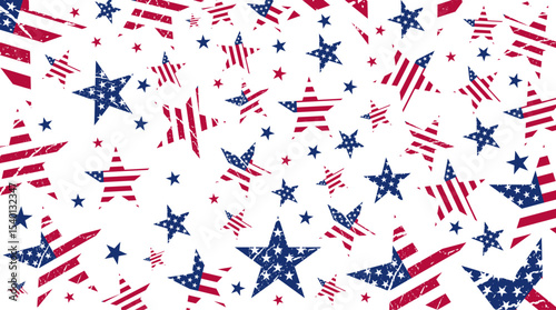 Vintage style us flag star shape pattern, american flag wallpaper vector graphic. Usa freedom flag background to use for 4th july independence day holiday, memorial day projects. 