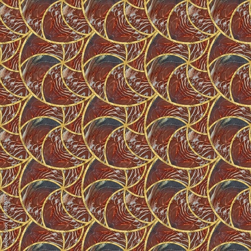 Tracery seamless. Circle, segment. Mosaic, illustration in stain