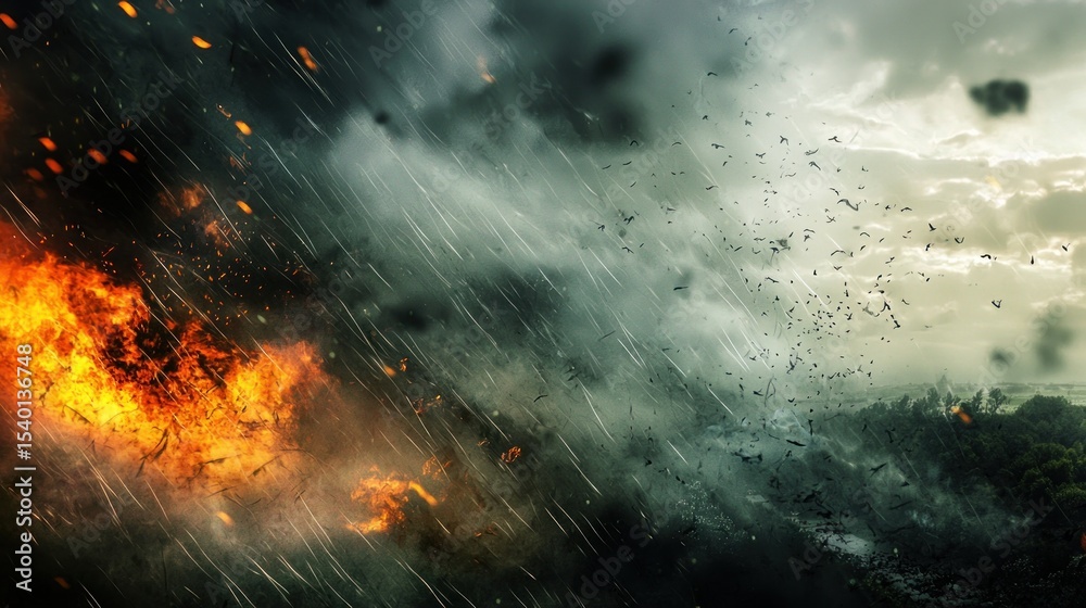 Fototapeta premium Fiery stormy clash of elements