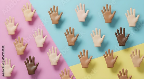 3D Realistic Waving Hands in Circle Layout