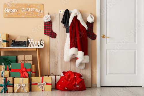 Interior of hall with Santa...