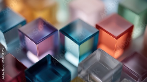 Colorful glass cubes creating an abstract pattern