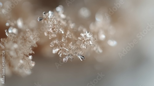 Macro snowflakes creating winter wonderland on cold day